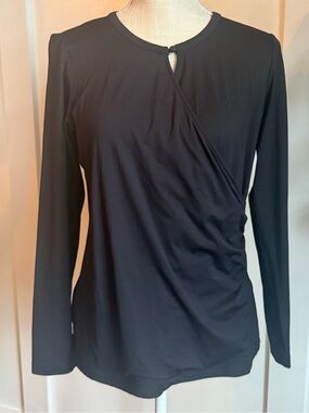 Doncaster Collection Black Long-Sleeve Ruched Detail Women's Top M